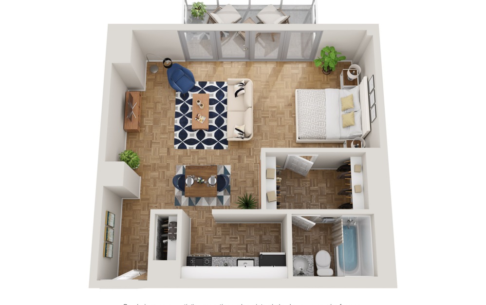 Pavilion - Studio floorplan layout with 1 bathroom and 528 square feet